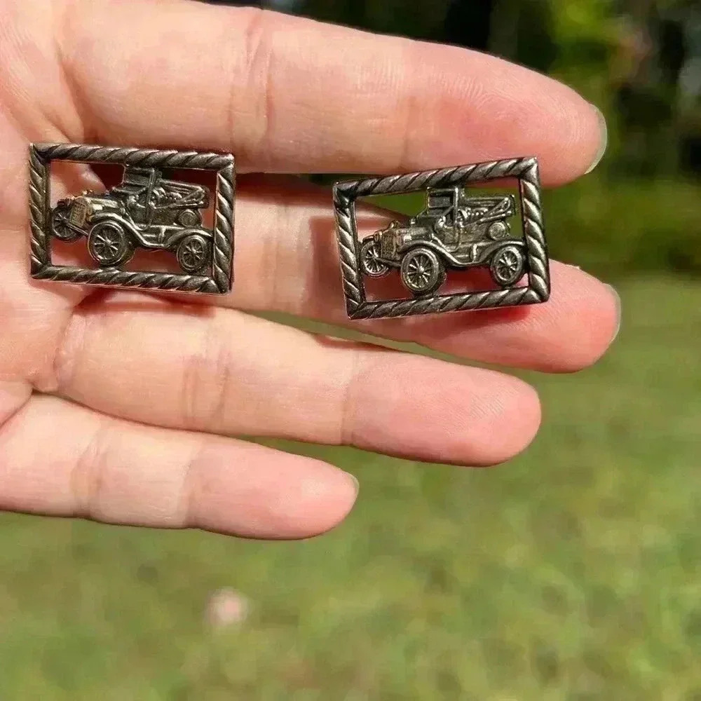 Vintage car  stainless steel cufflinks for groom or groomsmen